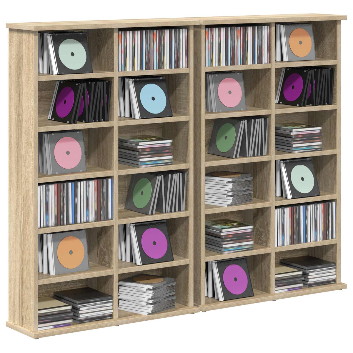 CD Kast 2 st Sonoma Eiken 60 x 17 x 92 cm Bewerkt hout