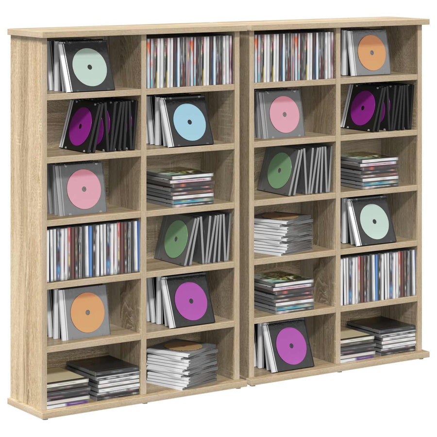 CD Kast 2 st Sonoma Eiken 60 x 17 x 92 cm Bewerkt hout