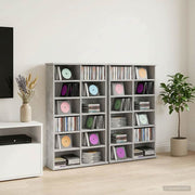 Cd-kast 2 stuks betongrijs 60x17x92 cm