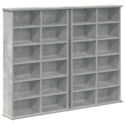 CD Kast 2 st Betongrijs 60 x 17 x 92 cm Bewerkt hout