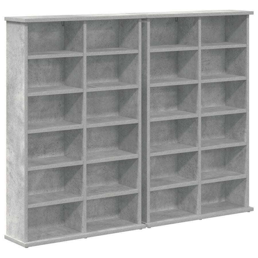 CD Kast 2 st Betongrijs 60 x 17 x 92 cm Bewerkt hout