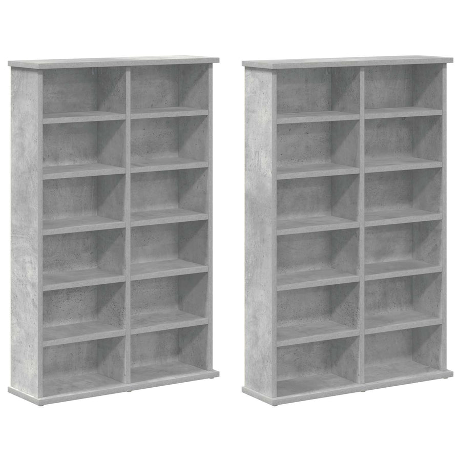CD Kast 2 st Betongrijs 60 x 17 x 92 cm Bewerkt hout