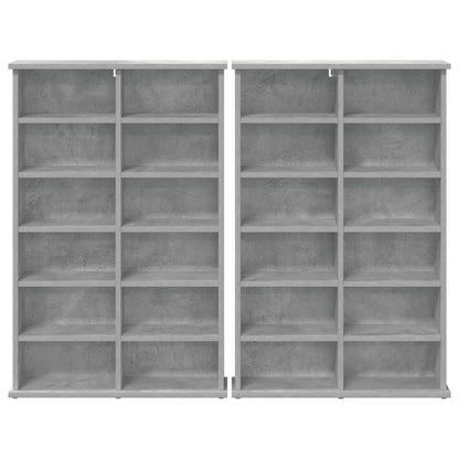 CD Kast 2 st Betongrijs 60 x 17 x 92 cm Bewerkt hout