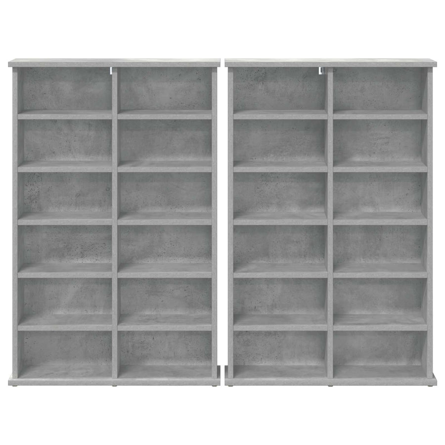 CD Kast 2 st Betongrijs 60 x 17 x 92 cm Bewerkt hout