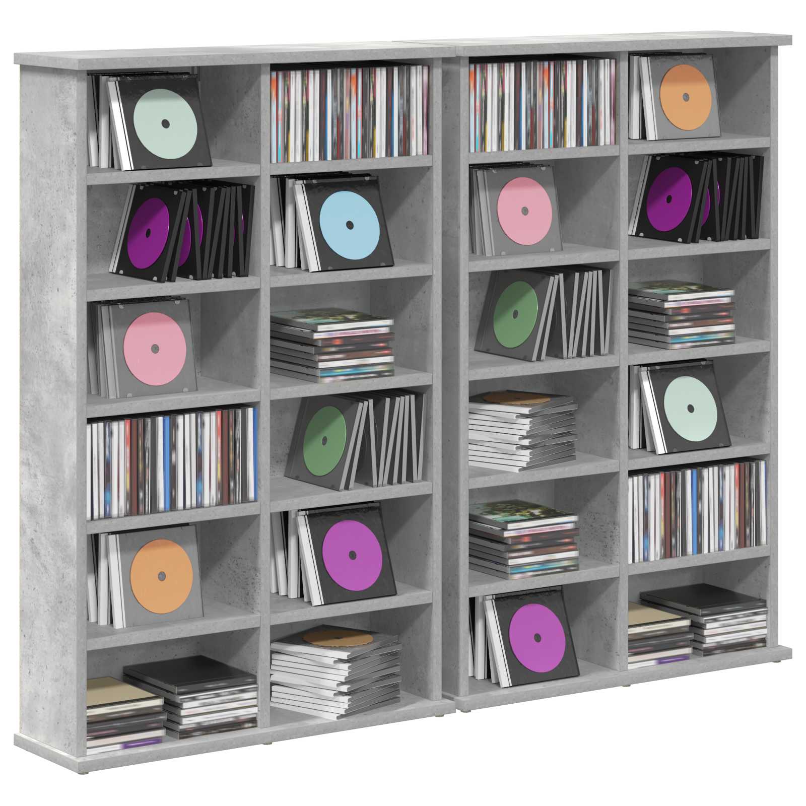 CD Kast 2 st Betongrijs 60 x 17 x 92 cm Bewerkt hout