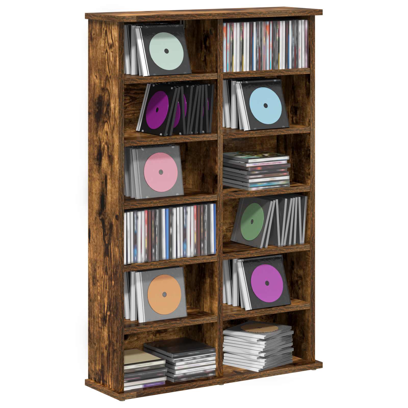 CD Kast Gerookt eiken 60 x 17 x 92 cm Bewerkt hout