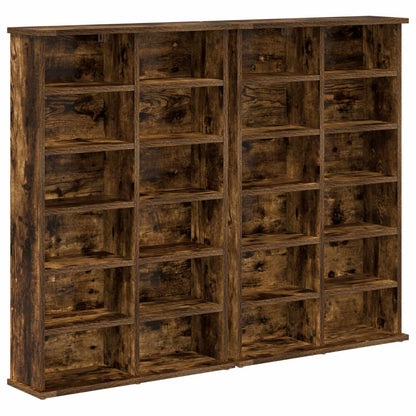 CD Kast 2 st Gerookt eiken 60 x 17 x 92 cm Bewerkt hout