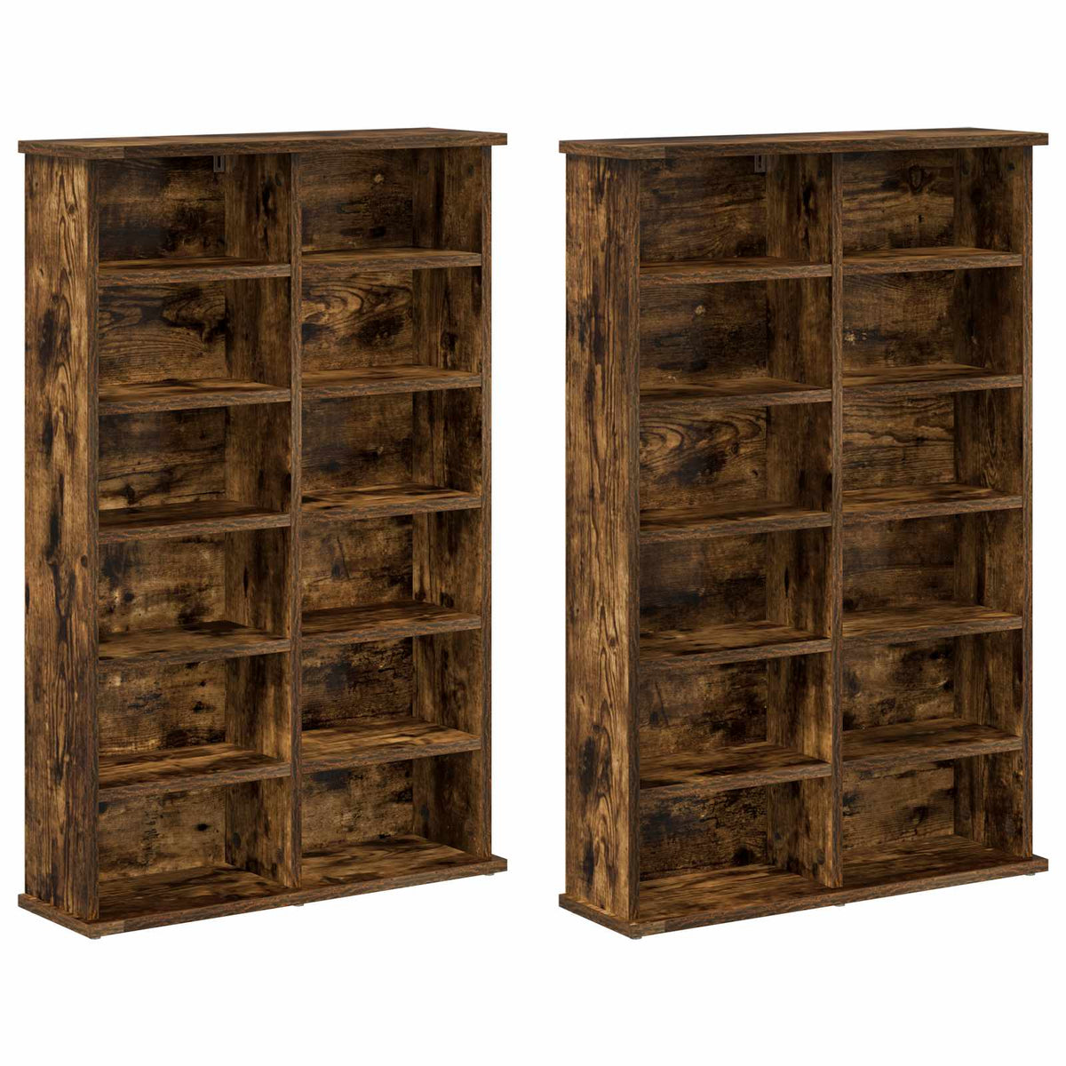 CD Kast 2 st Gerookt eiken 60 x 17 x 92 cm Bewerkt hout