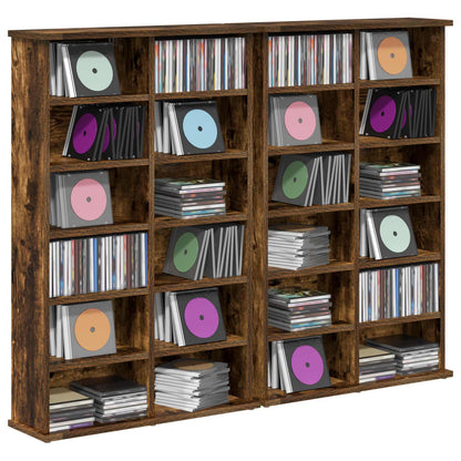 CD Kast 2 st Gerookt eiken 60 x 17 x 92 cm Bewerkt hout
