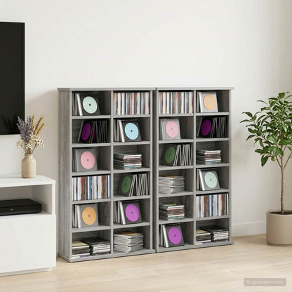 CD Kast 2 st Grijs Sonoma 60 x 17 x 92 cm Bewerkt hout