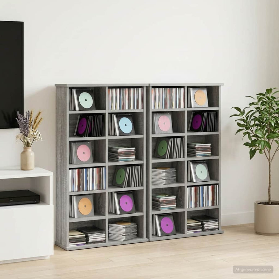 CD Kast 2 st Grijs Sonoma 60 x 17 x 92 cm Bewerkt hout