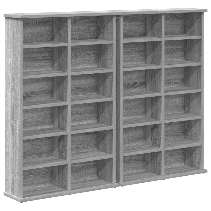CD Kast 2 st Grijs Sonoma 60 x 17 x 92 cm Bewerkt hout