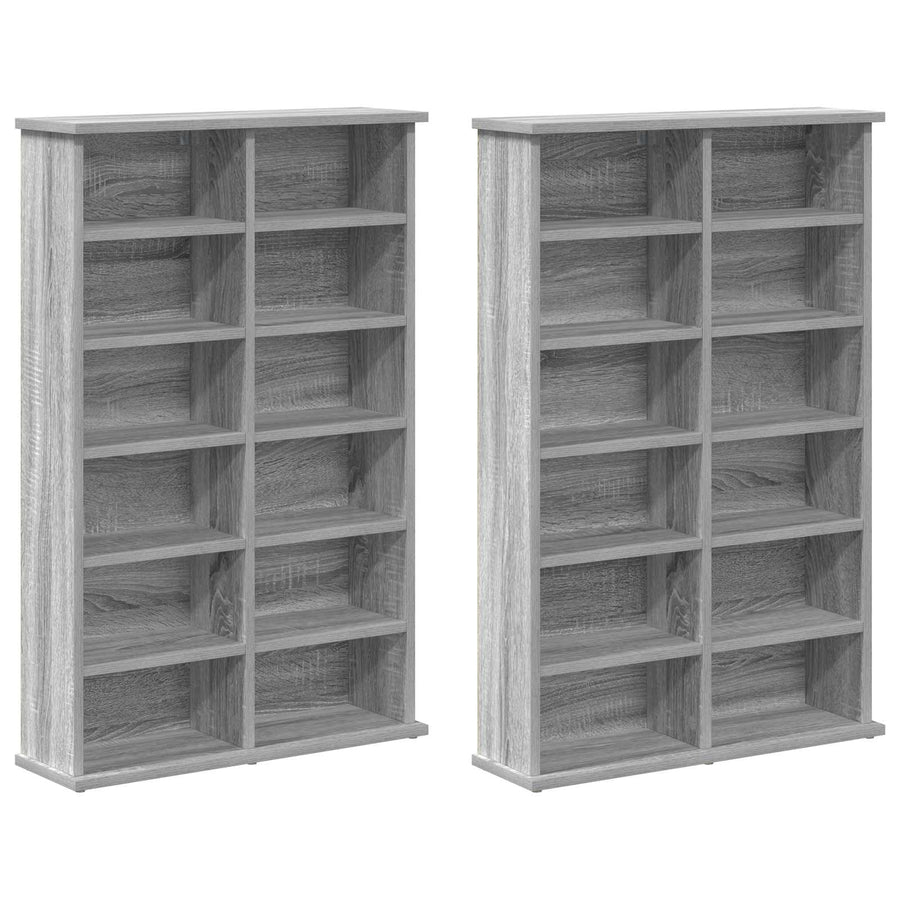 CD Kast 2 st Grijs Sonoma 60 x 17 x 92 cm Bewerkt hout