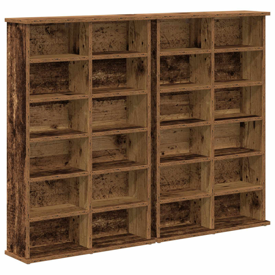 CD Kast 2 st Oud hout 60 x 17 x 92 cm Bewerkt hout