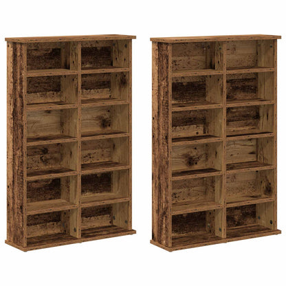 CD Kast 2 st Oud hout 60 x 17 x 92 cm Bewerkt hout
