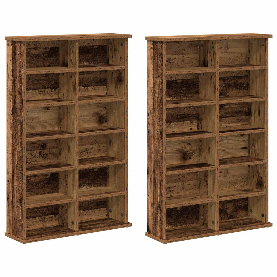 CD Kast 2 st Oud hout 60 x 17 x 92 cm Bewerkt hout