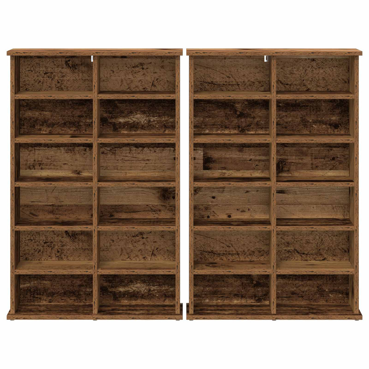 CD Kast 2 st Oud hout 60 x 17 x 92 cm Bewerkt hout