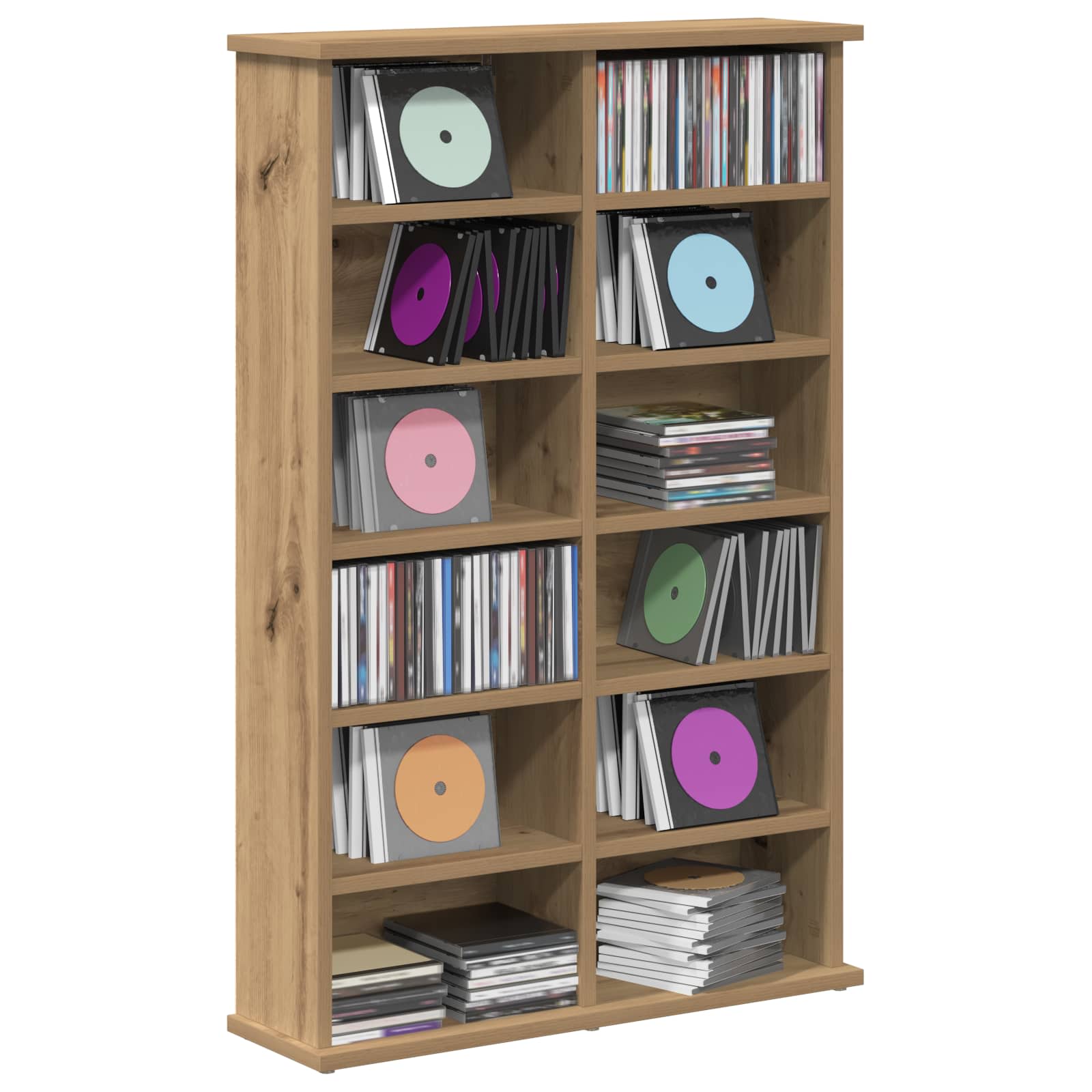 CD Kast Artisanaal eiken 60 x 17 x 92 cm Bewerkt hout