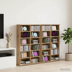 CD Kast 2 st Artisanaal eiken 60 x 17 x 92 cm Bewerkt hout