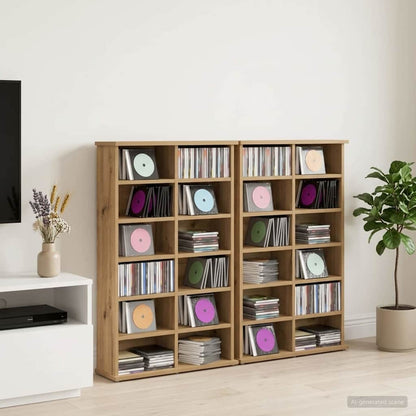 CD Kast 2 st Artisanaal eiken 60 x 17 x 92 cm Bewerkt hout