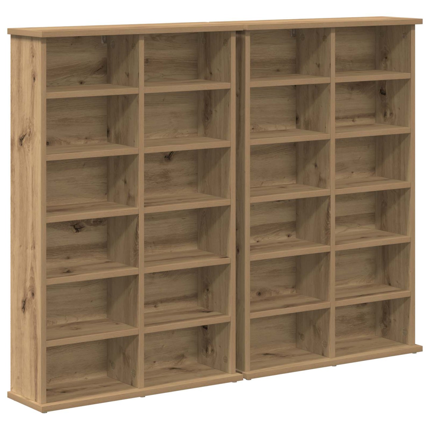 CD Kast 2 st Artisanaal eiken 60 x 17 x 92 cm Bewerkt hout