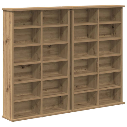 CD Kast 2 st Artisanaal eiken 60 x 17 x 92 cm Bewerkt hout