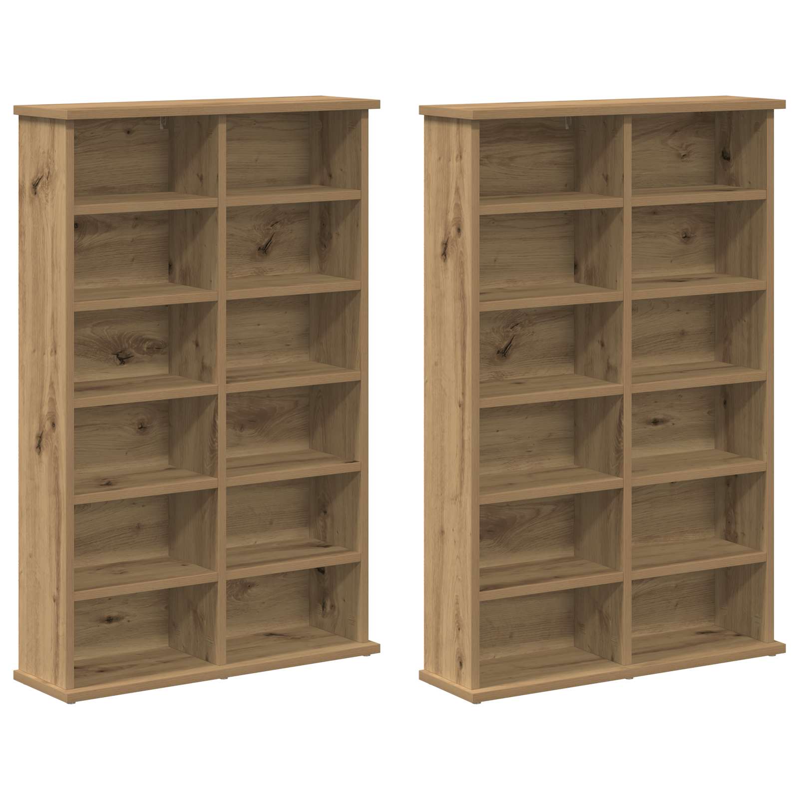 CD Kast 2 st Artisanaal eiken 60 x 17 x 92 cm Bewerkt hout