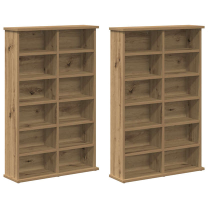 CD Kast 2 st Artisanaal eiken 60 x 17 x 92 cm Bewerkt hout