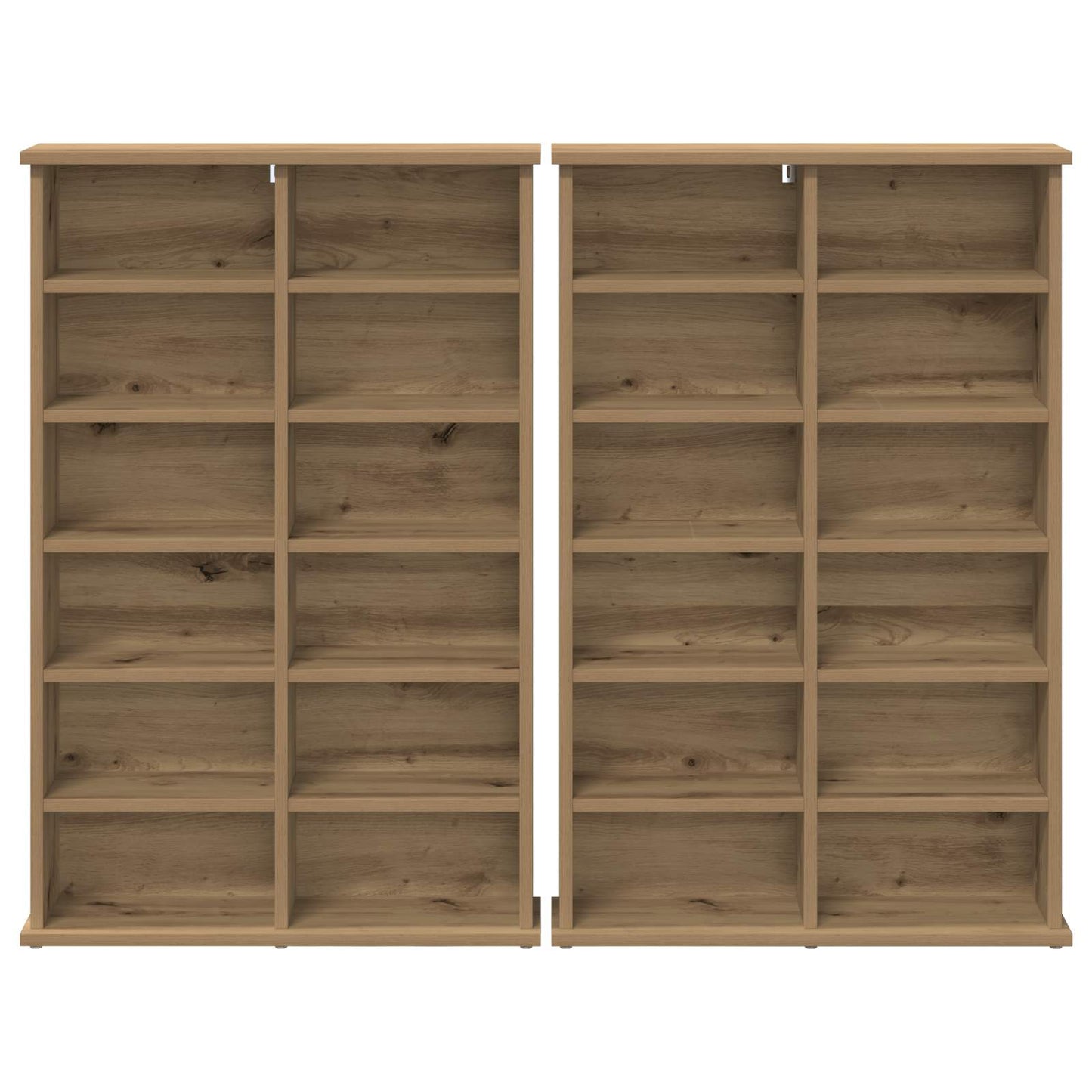 CD Kast 2 st Artisanaal eiken 60 x 17 x 92 cm Bewerkt hout