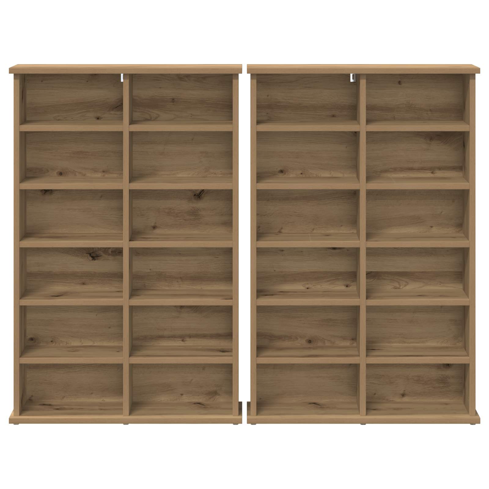 CD Kast 2 st Artisanaal eiken 60 x 17 x 92 cm Bewerkt hout