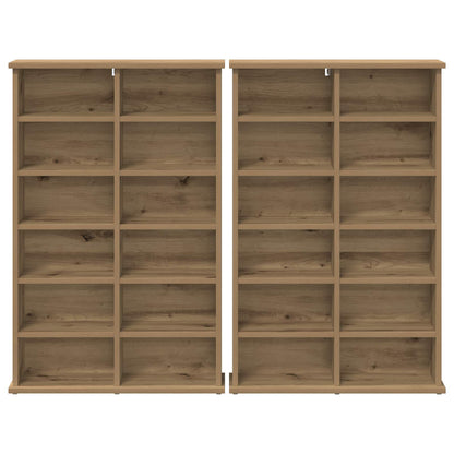 CD Kast 2 st Artisanaal eiken 60 x 17 x 92 cm Bewerkt hout