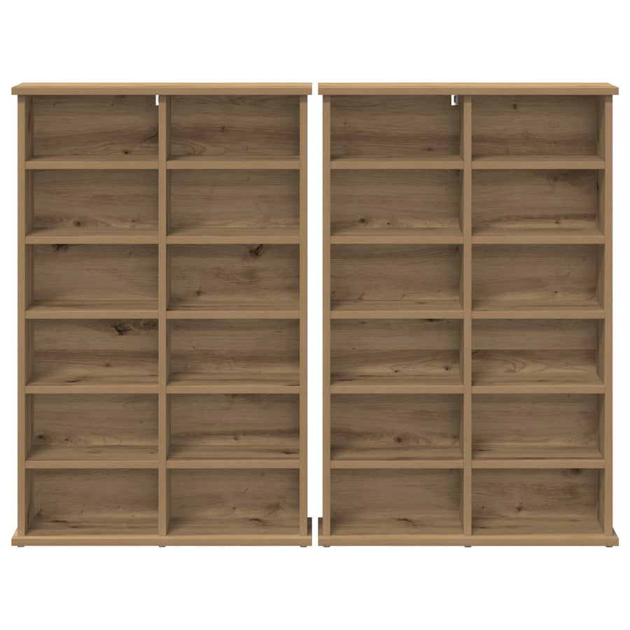 CD Kast 2 st Artisanaal eiken 60 x 17 x 92 cm Bewerkt hout