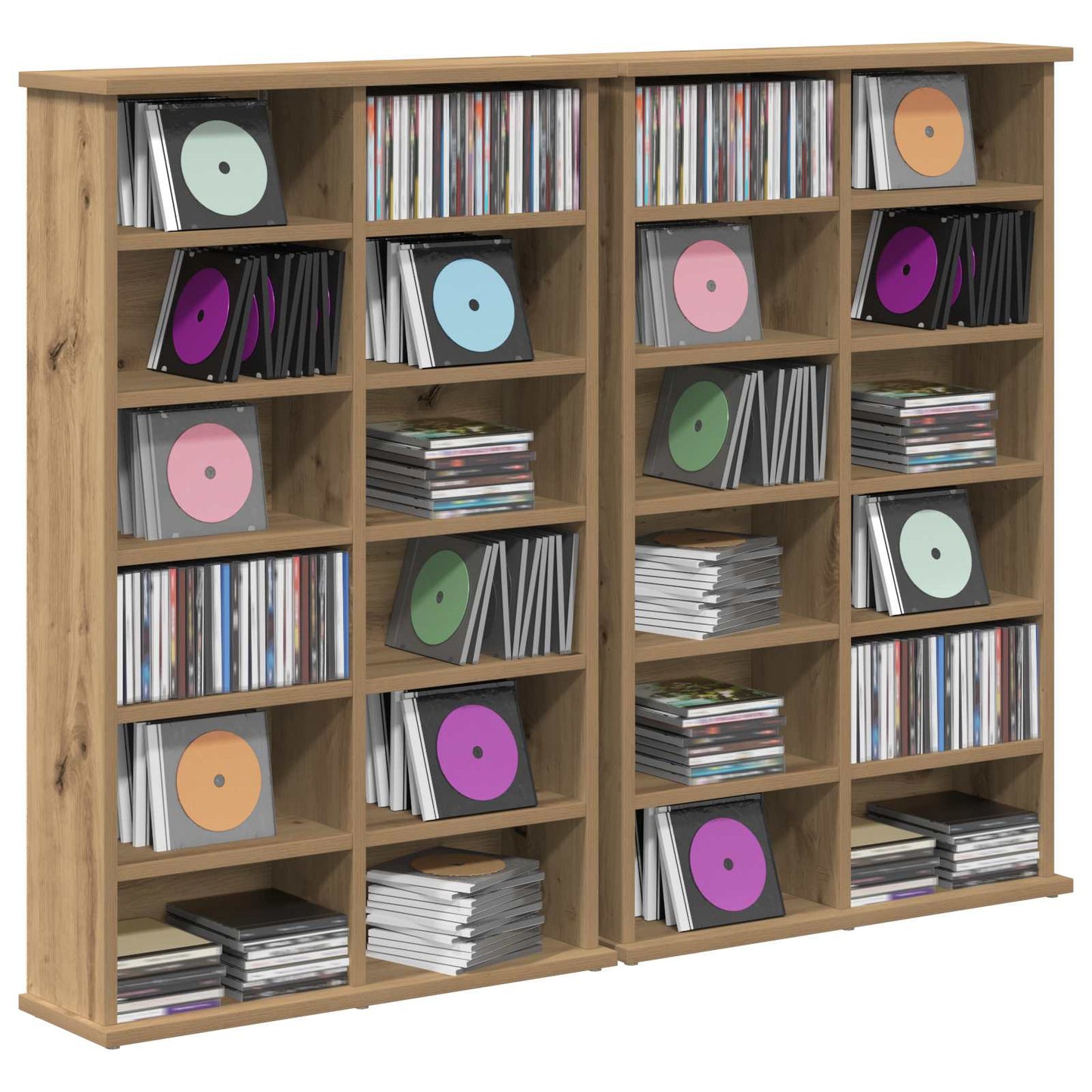 CD Kast 2 st Artisanaal eiken 60 x 17 x 92 cm Bewerkt hout