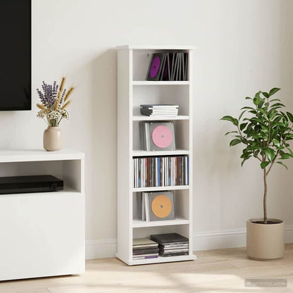 CD Kast Wit 60 x 17 x 92 cm Bewerkt hout