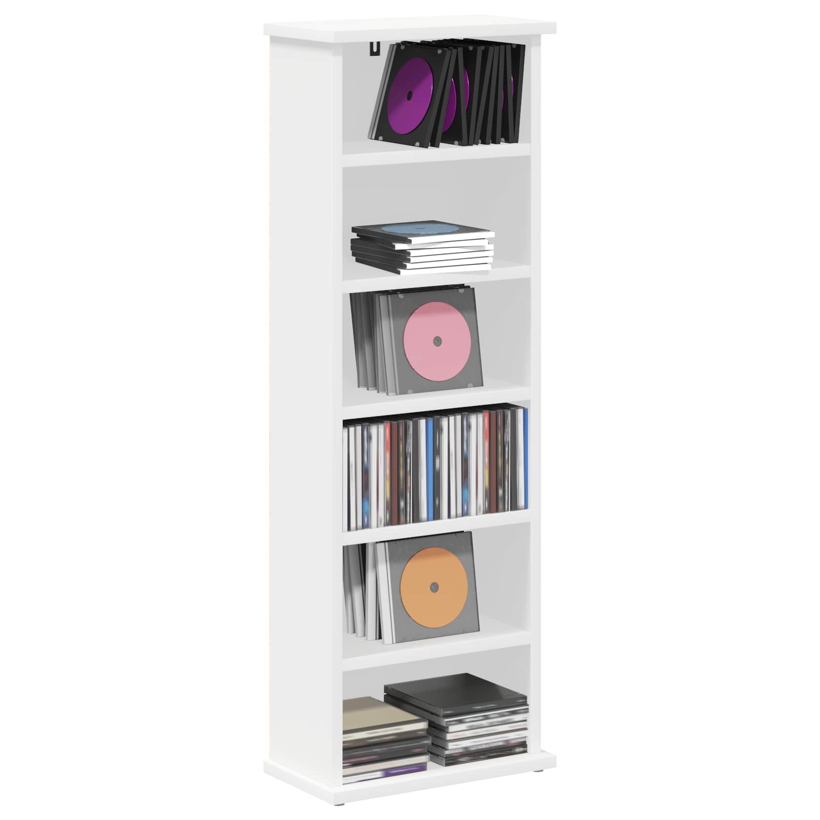 CD Kast Wit 60 x 17 x 92 cm Bewerkt hout