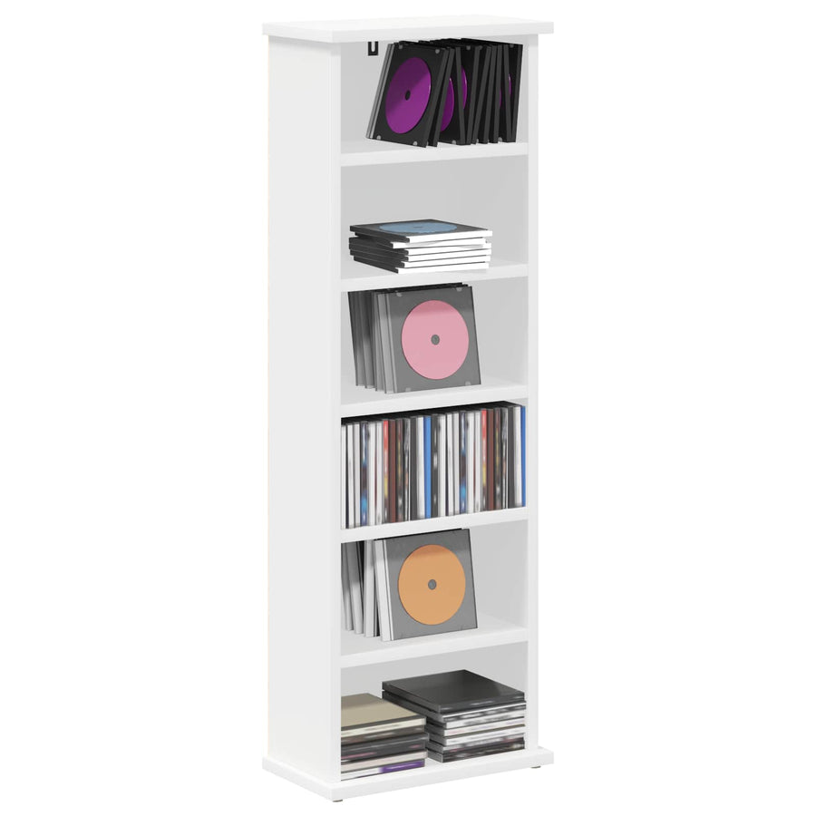 CD Kast Wit 60 x 17 x 92 cm Bewerkt hout