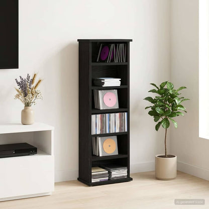 CD Kast Zwart eiken 60 x 17 x 92 cm Bewerkt hout
