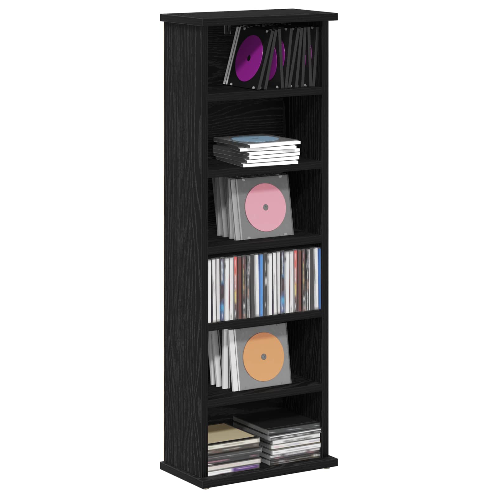 CD Kast Zwart eiken 60 x 17 x 92 cm Bewerkt hout