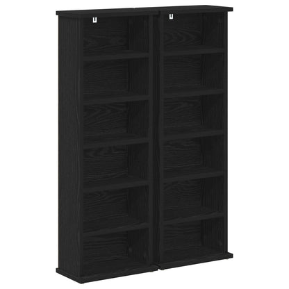 CD Kast 2 st Zwart eiken 60 x 17 x 92 cm Bewerkt hout