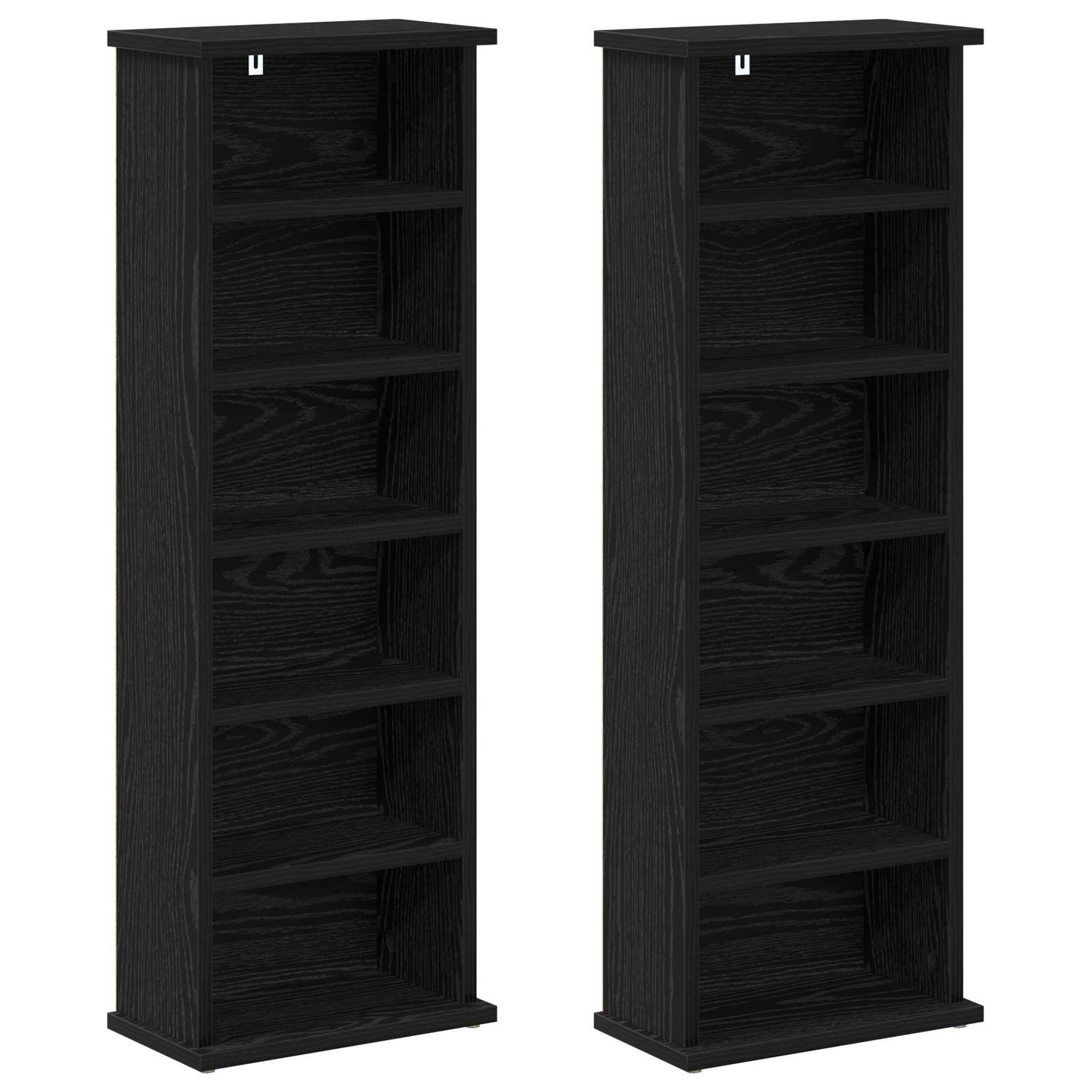 CD Kast 2 st Zwart eiken 60 x 17 x 92 cm Bewerkt hout