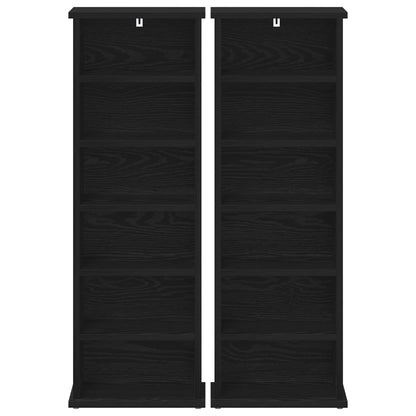 CD Kast 2 st Zwart eiken 60 x 17 x 92 cm Bewerkt hout