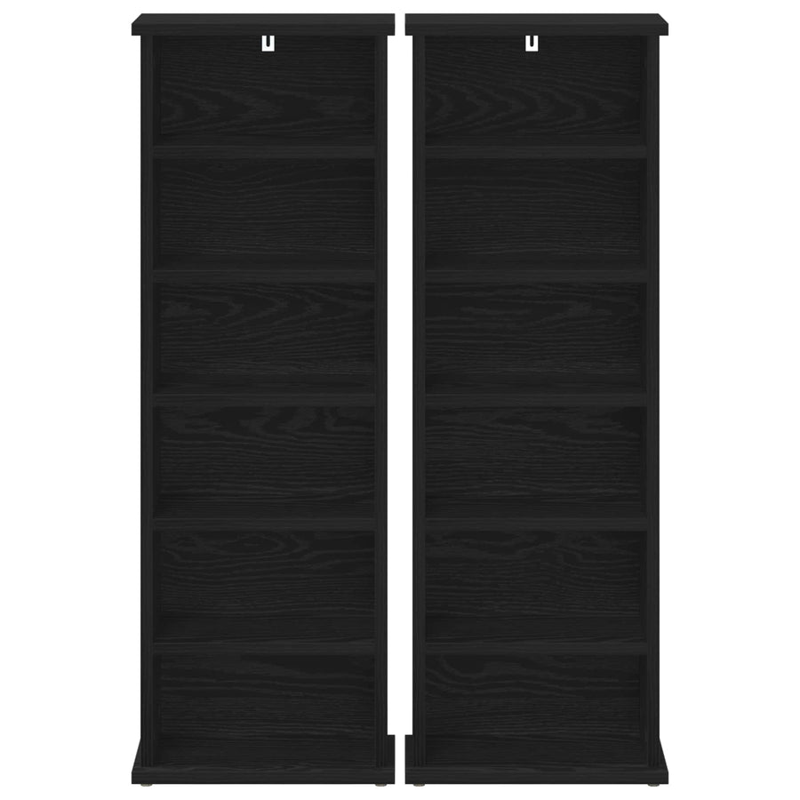 CD Kast 2 st Zwart eiken 60 x 17 x 92 cm Bewerkt hout