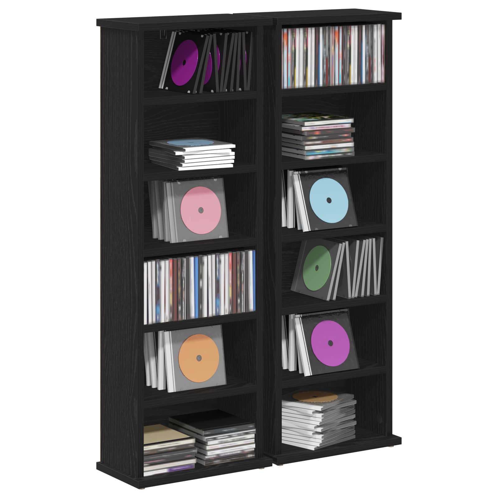 CD Kast 2 st Zwart eiken 60 x 17 x 92 cm Bewerkt hout