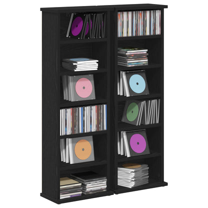 CD Kast 2 st Zwart eiken 60 x 17 x 92 cm Bewerkt hout