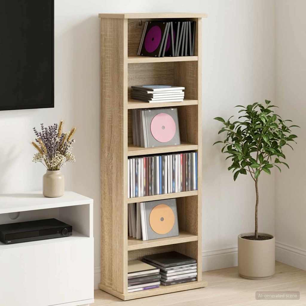 CD Kast Sonoma Eiken 60 x 17 x 92 cm Bewerkt hout