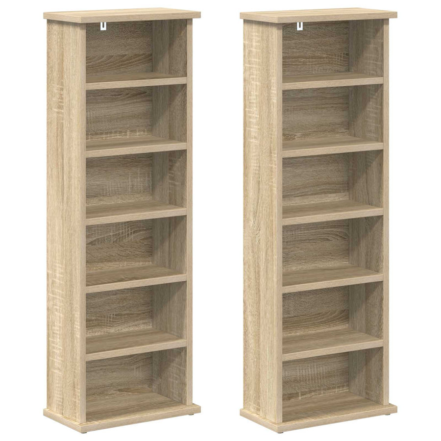 CD Kast 2 st Sonoma Eiken 60 x 17 x 92 cm Bewerkt hout