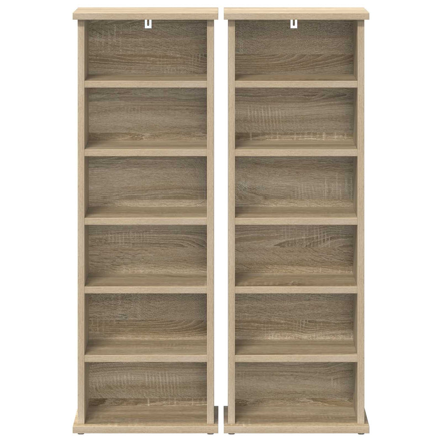 CD Kast 2 st Sonoma Eiken 60 x 17 x 92 cm Bewerkt hout