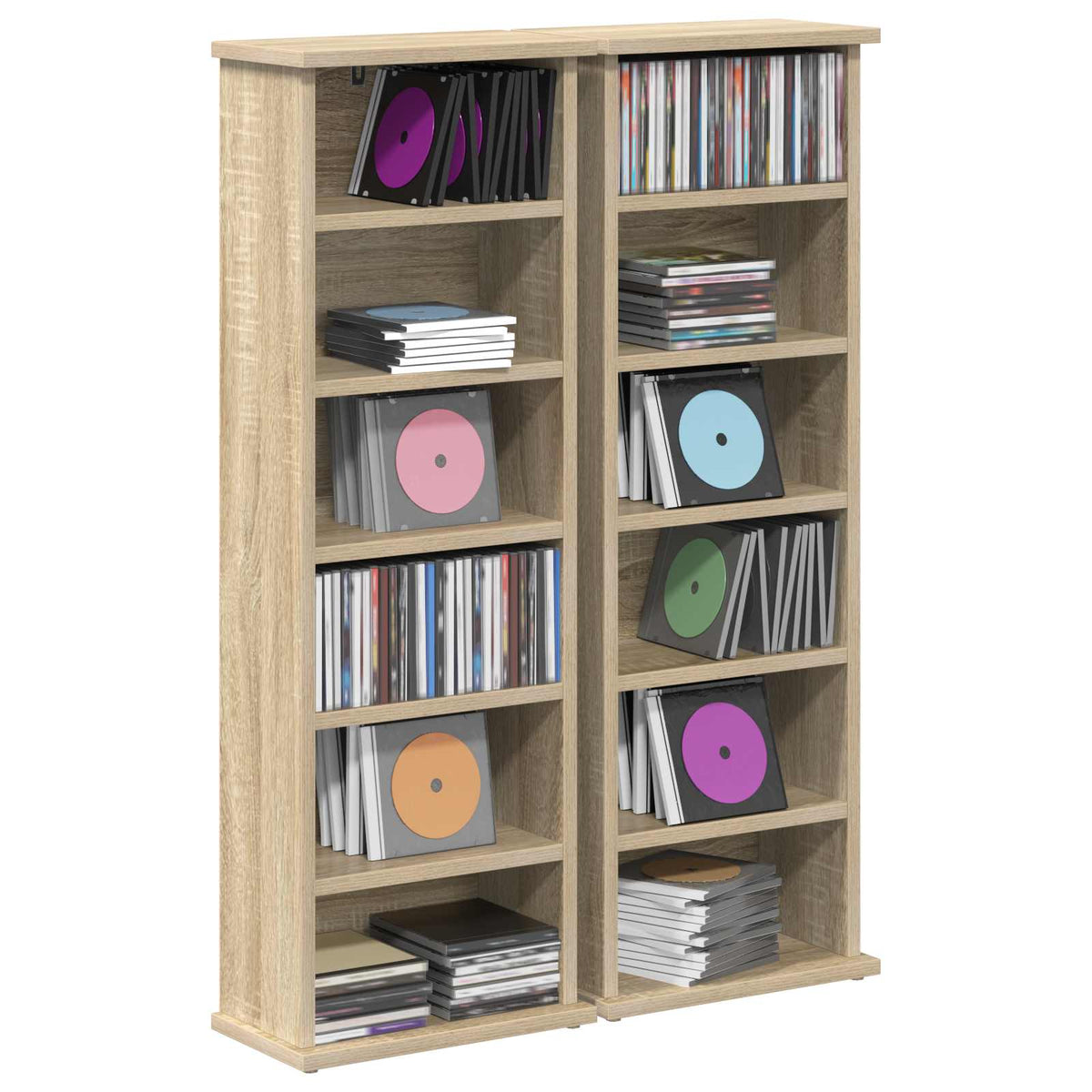 CD Kast 2 st Sonoma Eiken 60 x 17 x 92 cm Bewerkt hout