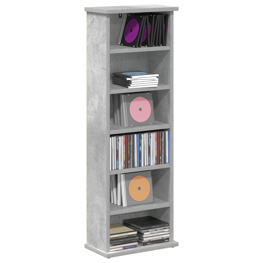 CD Kast Betongrijs 60 x 17 x 92 cm Bewerkt hout