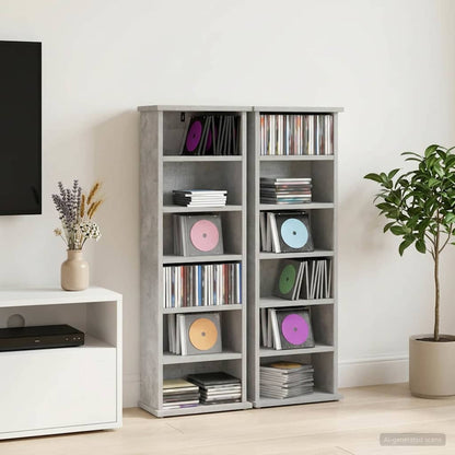 CD Kast 2 st Betongrijs 60 x 17 x 92 cm Bewerkt hout